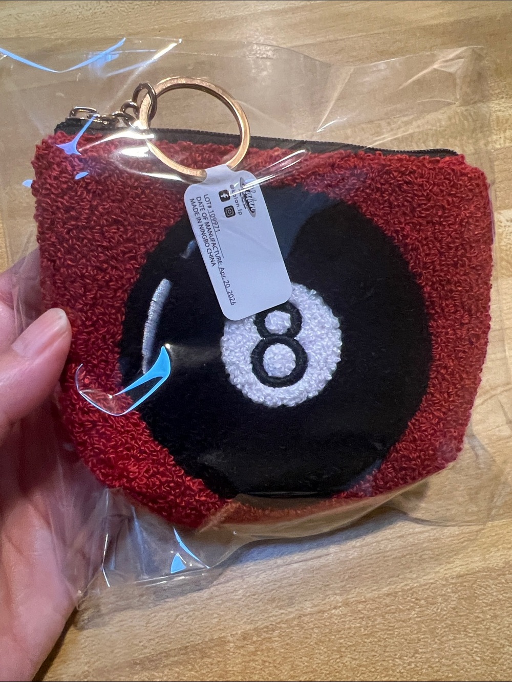 #2907**”4x5x6””Red 8-Ball Terry Keychain Pouch - Picture 17 of 17